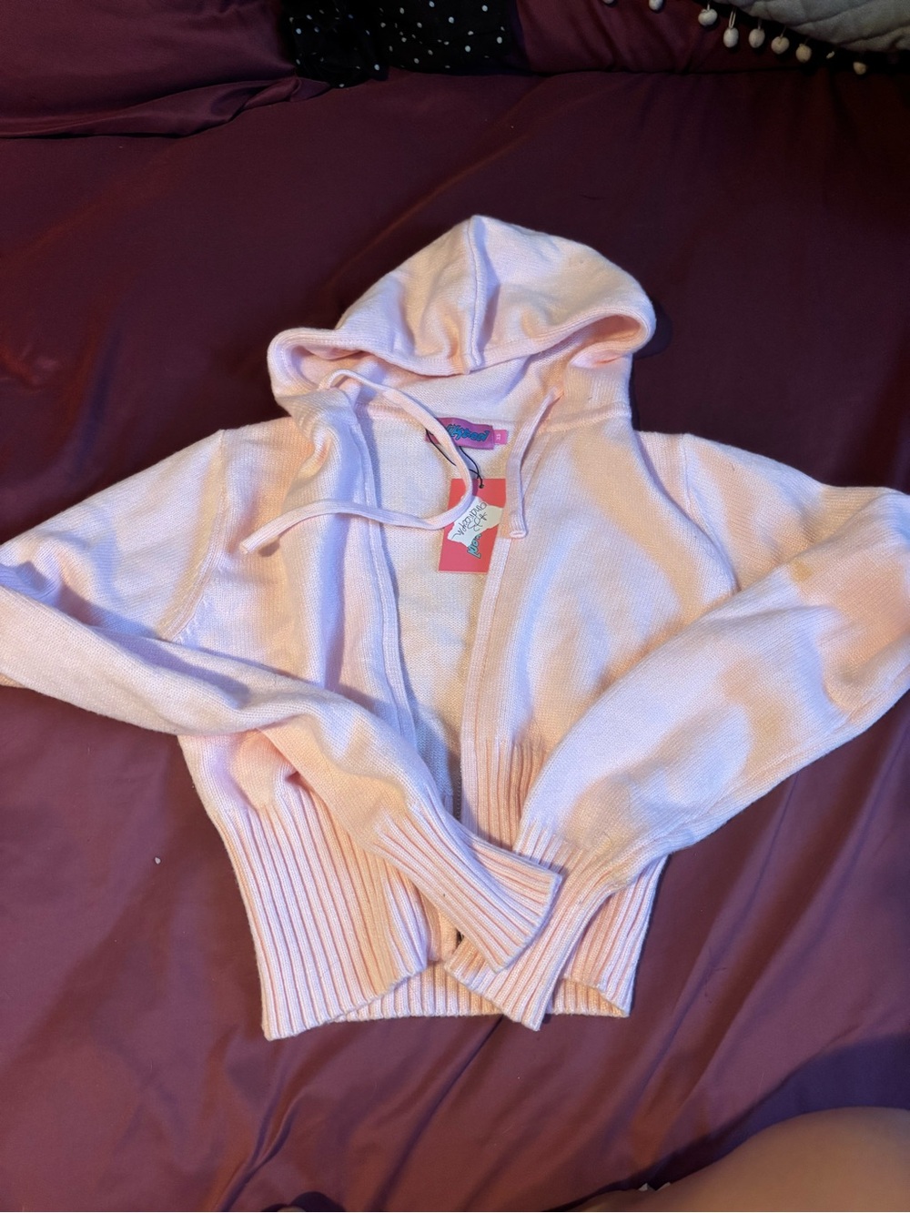 Edikted Light Pink Hooded Zip Cardigan